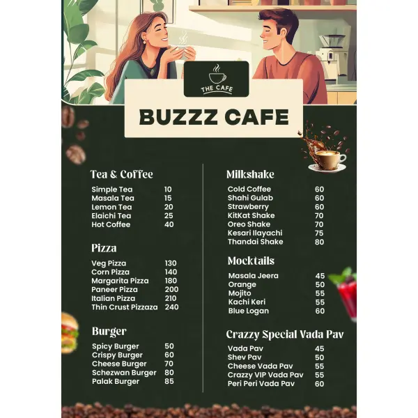 Cafe Shop Menu Card Design in English PSD File 2025