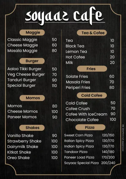 Black Caffe Menu Card PSD File