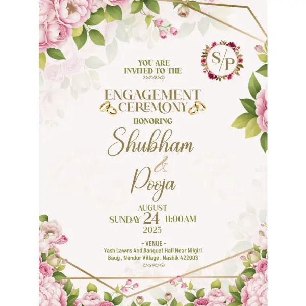 Floral Engagement Ceremony Invitation Design English PixelLab PLP File 2026