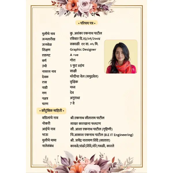 Marathi Simple Marriage Biodata Free PLP File 2026