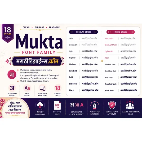 Mukta Font Free Download | Google Font for Marathi Design, PixelLab, PSD & CDR 2026