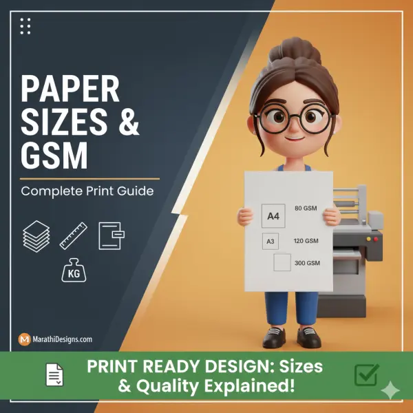 Print Ready Design: Paper Sizes & GSM Explained in Marathi 2025