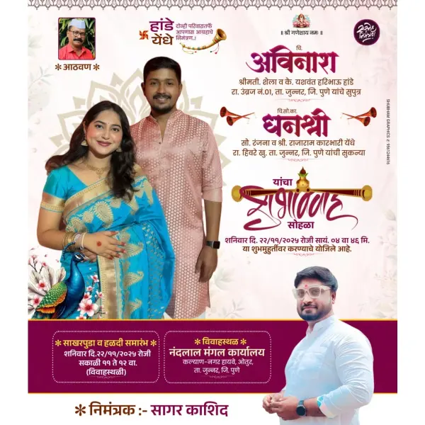Wedding Couple Modern Lagna Patrika Design PixelLab PLP File 2026