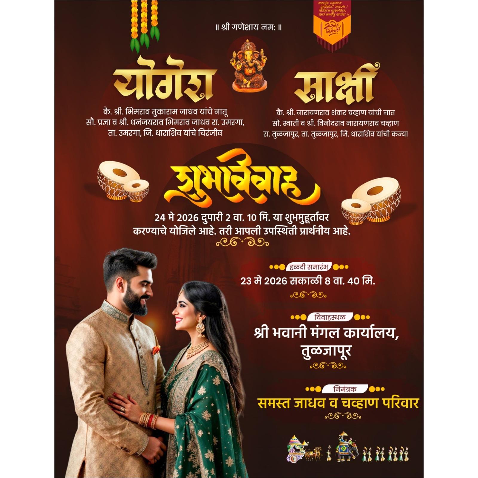 Customise Premium Traditional Marathi Lagna Patrika Design CDR File 2026